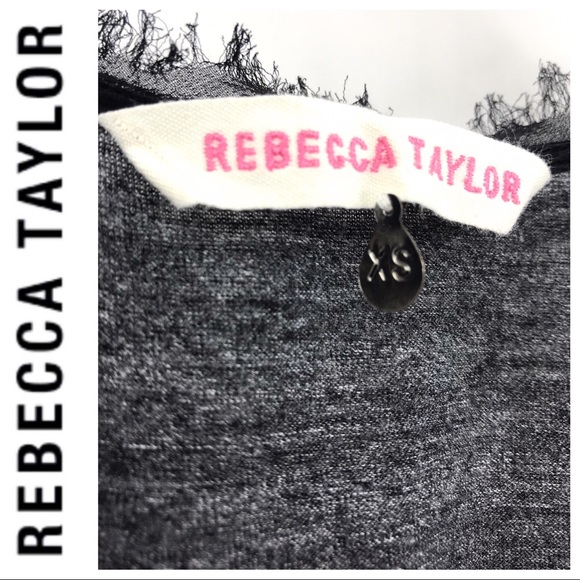 💕SALE💕Rebecca Taylor Black Heathered Fringe Top - Picture 4 of 8